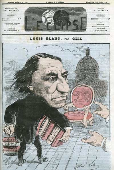 Cartoon de Louis Blanc (1811-1882), político e historiador francês. Capa em "L