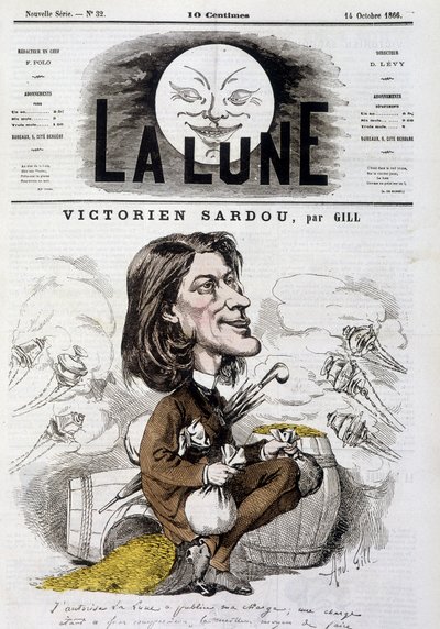 Cartoon de Victorian Sardou de Gill - Capa da Lua de 14/10/1866. de Andre Gill