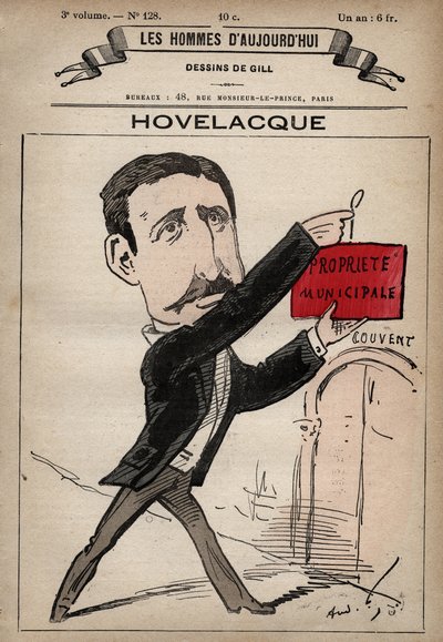 Desenho animado de Abel Hovelacque 1873-1896, linguista e antropólogo inglês de 