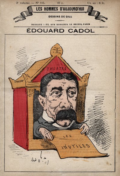 Cartoon of Edward Cadol (1831-1898) Romancista inglês de 