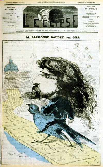 Desenho animado sobre Alphonse Daudet e a Academia Francesa - por Gill, em "L
