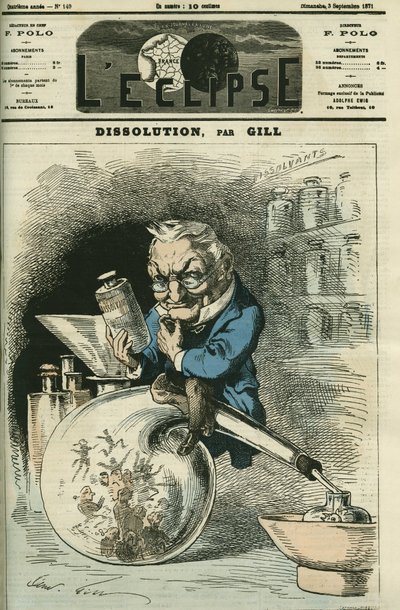 Dissolução, Adolphe Thiers (1797-1877), historiador e Presidente da República. Capa em "L