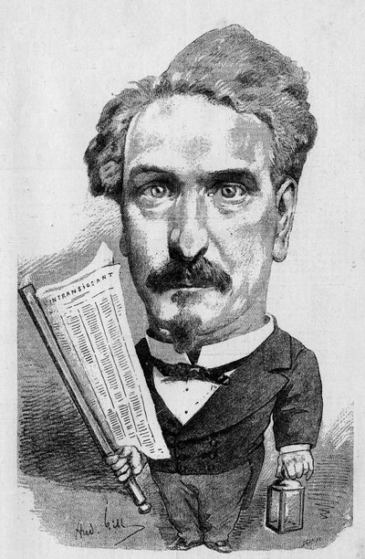 Desenho de André Gill representando Henri Rochefort (1831-1913) jornalista e político francês, In "The Illustrous World" (O Mundo Ilustrado) de Andre Gill