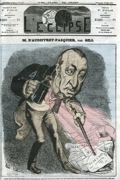 Edme Armand Gaston, Duque de Audiffret-Pasquier (1823-1905), político francês. Capa em "L