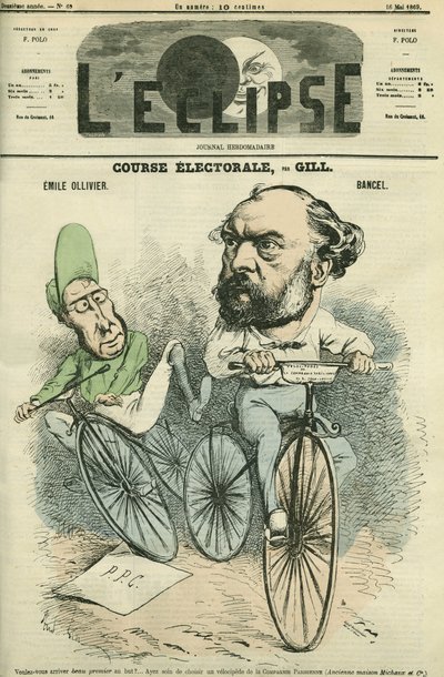 Emille Ollivier (1825-1913), político francês e Bancel. Capa em "L