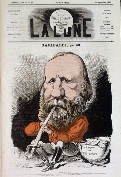 Giuseppe Garibaldi (1807-1882), hino à paz - por Gill, em "The Moon" de 22/09/1867 de Andre Gill