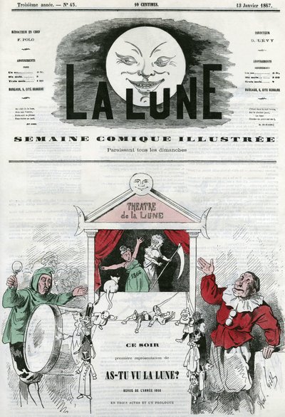 Já viu a lua? No teatro da lua em Paris. Cartoon by Gill, em "La Lune", 13 de Janeiro de Andre Gill