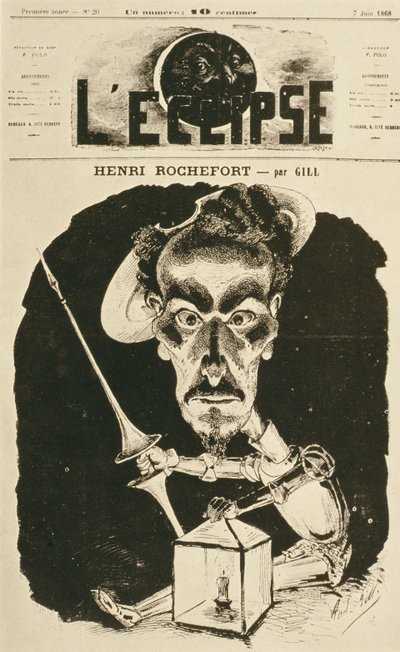 Henri Rochefort, capa da revista &39;L&39;Eclipse&39;, 7 de junho de 1868 de Andre Gill