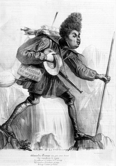 Desenho humorístico sobre Alexandre Dumas Pere - em "Charivari", por volta de 1840. de Andre Gill