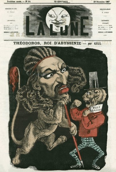 Ilustração de "Theodoros, Rei da Abissínia". Desenho animado de Gill, em "La Lune", 22 de Dezembro de 1867. de Andre Gill