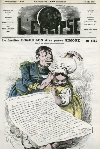 Ilustração do "Fusilier Boquillon e sua camponesa Simone". Capa em "L
