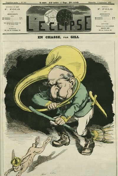 Na caça, Louis-Napoleon Bonaparte (1808-1873), Presidente da República em 1848 e Imperador da França de 1852 a 1871. Capa em "L