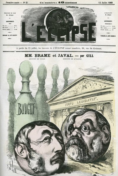 Jules Louis Joseph Brame (1808-1878), político francês e Louis Emile Javal (1839-1907), homem político francês. Capa em "L