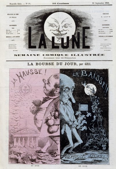 La Bourse: ascensão e diminuição - por Gill, em "La Lune" de 16/09/1866 de Andre Gill