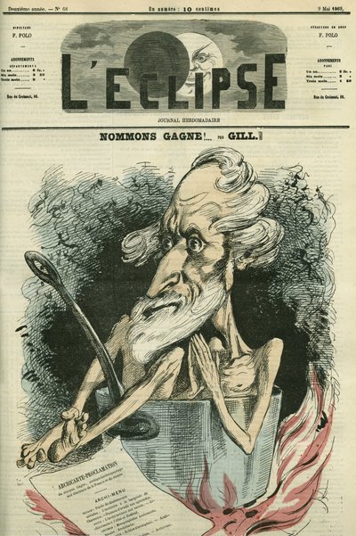Nome Gagne, ilustração de um candidato em uma eleição. Capa em "L