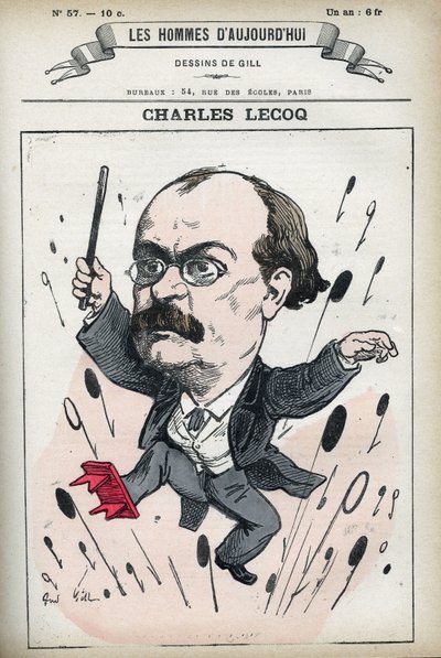 Retrato de Alexandre Charles Lecocq (1832-1918), compositor francês. Caricatura de Gill, Paris. de Andre Gill