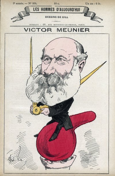 Retrato de Amedee-Victor Meunier (1817-1894), jornalista científico, Iuvra na popularização da ciência. Cartoon de Gill, Paris. de Andre Gill