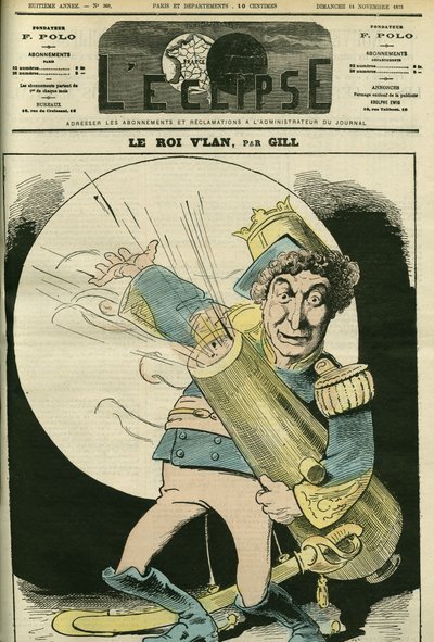 Retrato de Christian (1821-1889), cantor francês, no papel do Rei Vlan na peça "Le voyage dans la lune" de Jacques Offenbach. Capa em "L