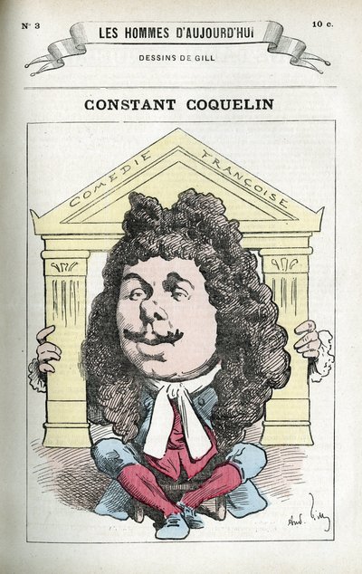 Retrato de Constant Coquelin (1841-1909), actor de teatro francês. Caricatura de Gill, Paris. de Andre Gill