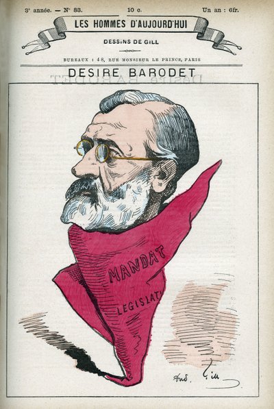 Retrato de Desejo Barodet (1823-1906), professor e político francês, foi Senador do Sena de 1896 a 1900. Desenho animado de Gill, Paris. de Andre Gill