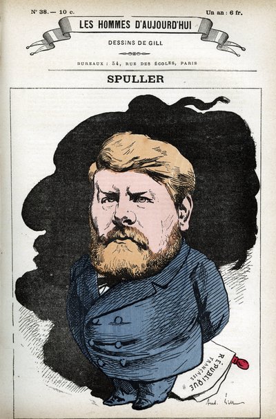 Retrato de Eugene Spuller (1835-1896), político e advogado francês. Cartoon de Gill, em "Les Homme d