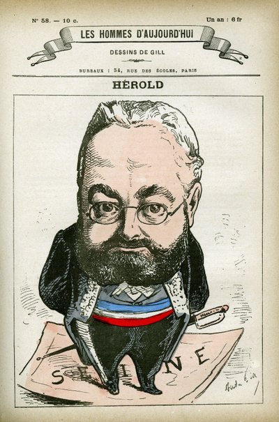 Retrato de Ferdinand Herold (1828-1882), político francês. Caricatura de Gill, Paris. de Andre Gill