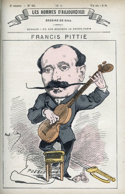 Retrato de Francis Pittie, poeta francês. Caricatura de Gill, Paris. de Andre Gill