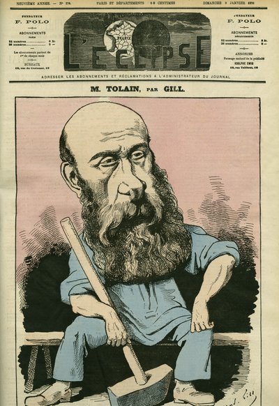 Retrato de Henri Louis Tolain (1828-1897), gravador e político francês. Capa em "L