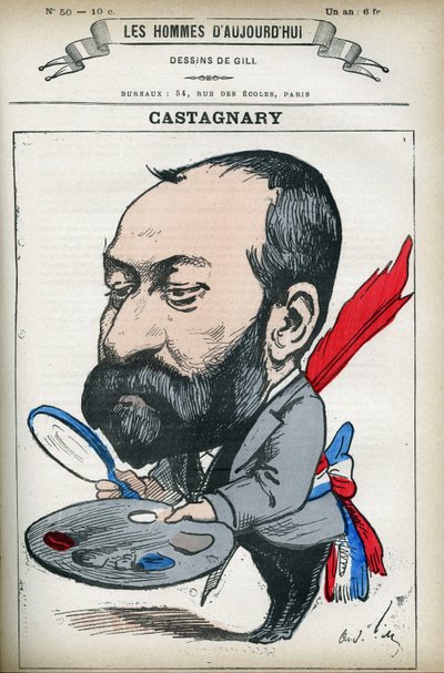 Retrato de Jules Castagnary (1830-1888), político francês, advogado, jornalista, amador e crítico de arte. Desenho animado de Gill, Paris. de Andre Gill
