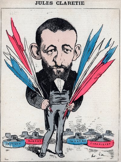 Retrato de Jules Claretie (1840-1913), romancista, dramaturgo e crítico francês - Caricatura de André Gill, em "Les Hommes d