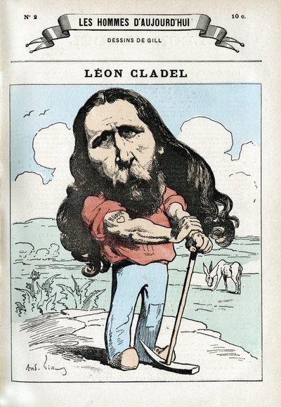 Retrato de Leon Cladel (1835-1892), homem de carta francês. Caricatura de Gill, Paris. de Andre Gill