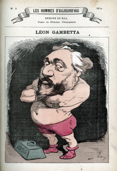 Retrato de Leon Gambetta (1838-1882), político francês. Caricatura de Gill, Paris. de Andre Gill