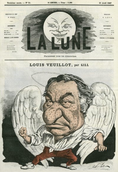 Retrato de Louis Veuillot (1813-1883), jornalista francês e homem de letras. Cartoon de Gill, em "The Moon", 21 de abril de Andre Gill