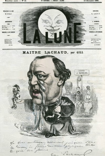 Retrato de Maitre Charles Lachaud (1817-1882), advogado francês. Cartoon de Gill, em "La Lune", 23 de dezembro de Andre Gill