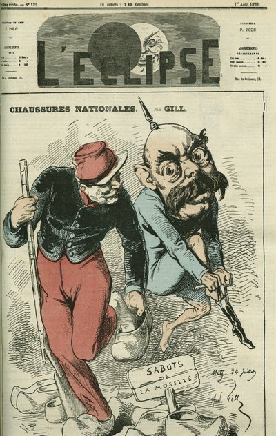 Shoes Nationales, Otto von Bismarck (1815-1898) trocando as suas botas pelos socos do Mosela. Capa em "L