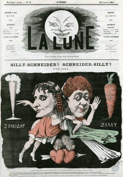 Silly-Schneider? Scheiner-Silly? ...caricatura de um fragmento de uma pintura antiga. Caricatura de Gill, em "La Lune", 20 de Janeiro. de Andre Gill