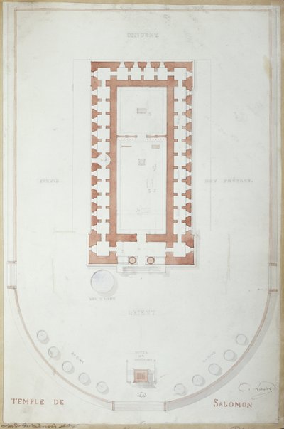 Plano do Templo de Salomão em Jerusalém, meados do século XIX (tinta e wc no papel) de Andre Lenoir