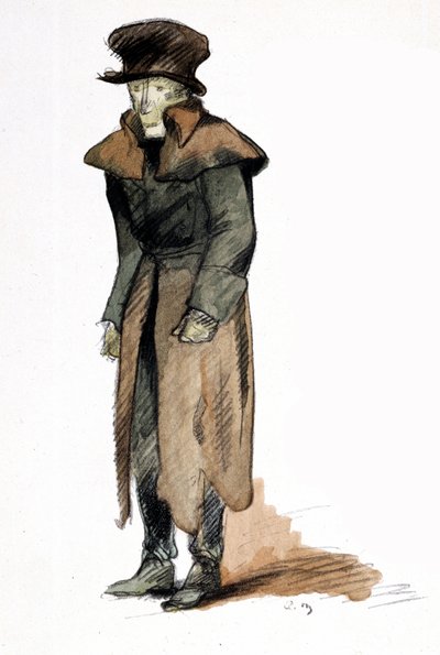 Ilustração de Mare Andre (1885 - 1932) para o romance "O Coronel Chabert" de Honore de Balzac de Andre Mare