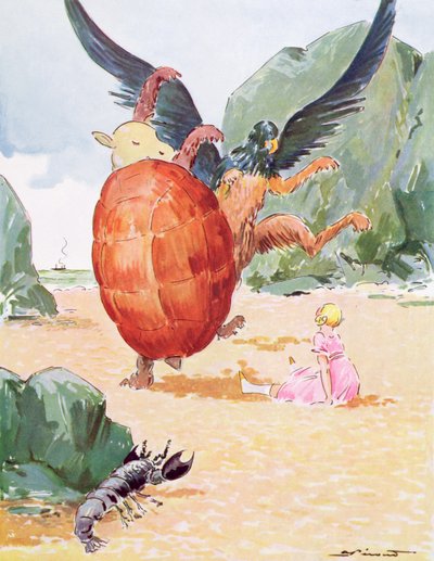 Alice, o Grifo e a Tartaruga Falsa, ilustração de 