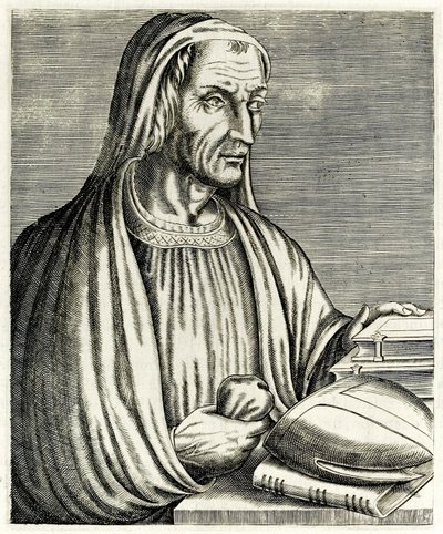 Gregory of Tours from True Portraits de André Thévet publicado em 1594 de Andre Thevet