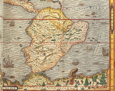 Mapa da América do Sul da Cosmographie de Andre Thevet de Andre Thevet