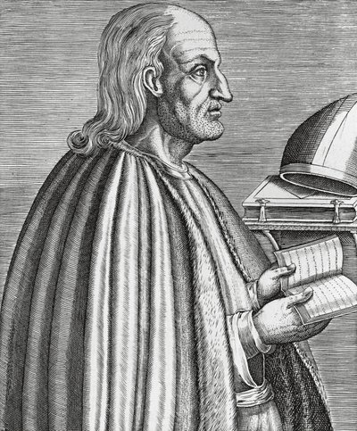 Retrato de Anselmo de Cantuária também conhecido como Anselmo de Aosta (1033-1109), santo, teólogo e doutor da Igreja, arcebispo de Cantuária, gravura de 1584 de Andre Thevet (1502-1590) de Andre Thevet
