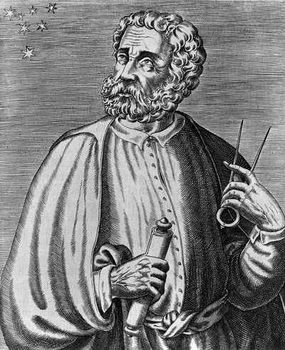 Retrato de Fernão de Magalhães (1480-1521), navegador português, gravura de André Thevet (1504-1592) a partir de Retratos Verdadeiros e vidas de homens ilustres de Andre Thevet