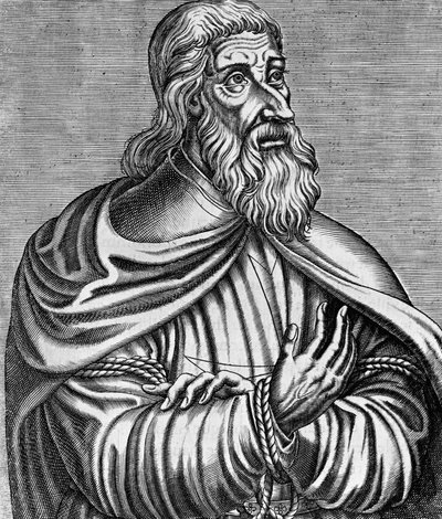 Retrato de Jacques de Molay (1243-1314), Grande Mestre francês dos Templários, gravura de Andre Thevet (1504-1592), publicado em 1584 de Andre Thevet