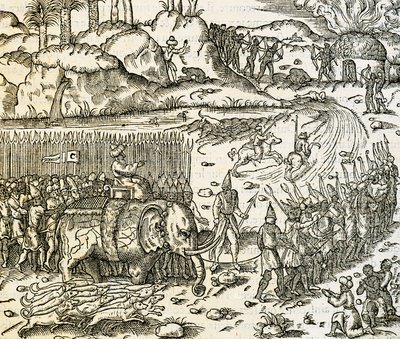 O reino de Sofala, casa das minas de ouro de Moçambique, gravura da Cosmologia Universal, de Andre Thevet (1504-1592), Paris de Andre Thevet