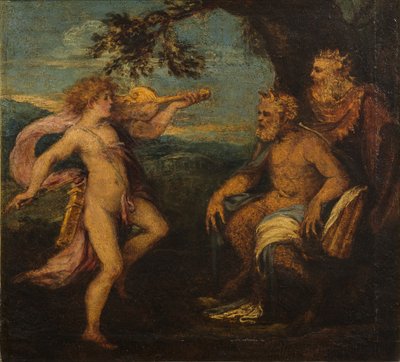 O Julgamento de Midas (óleo sobre painel de madeira) de Andrea Schiavone