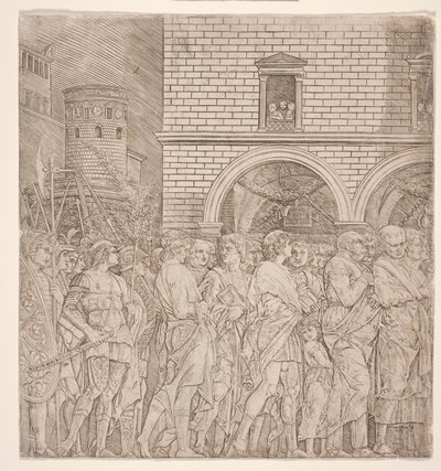 Os Triunfos de César : Os Senadores, c.1495 (gravura) de Andrea (school of) Mantegna