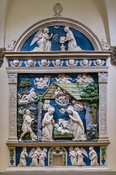 Natividade, Adoração dos Pastorinhos e Anunciação de Andrea (workshop of) Della Robbia