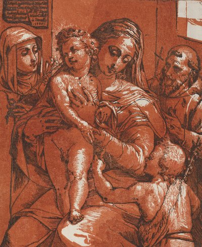 Madona e o Menino Acompanhados pelos Santos, 1585. de Andrea Andreani
