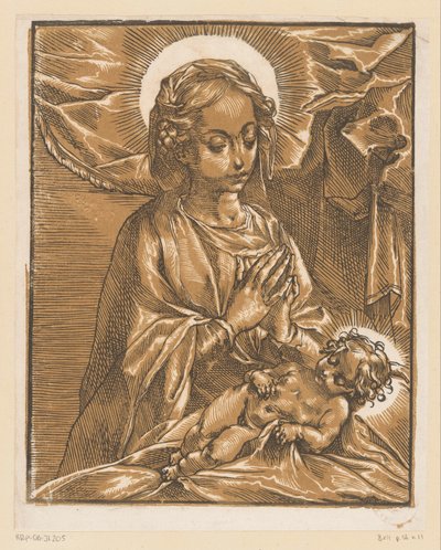 Maria adora a criança Cristo de Andrea Andreani